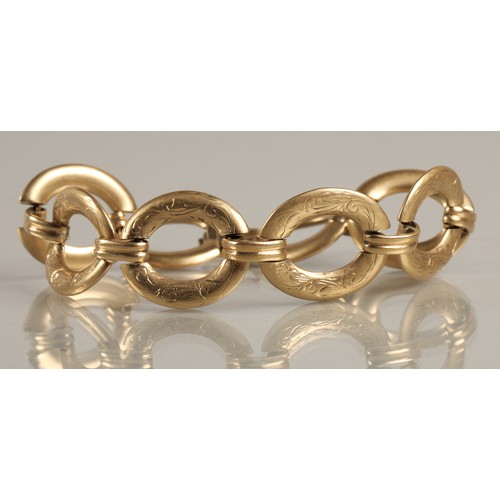 57 - 9ct gold hoop link bracelet, 17cm long, 31g.