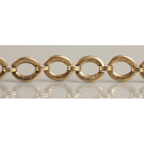 57 - 9ct gold hoop link bracelet, 17cm long, 31g.