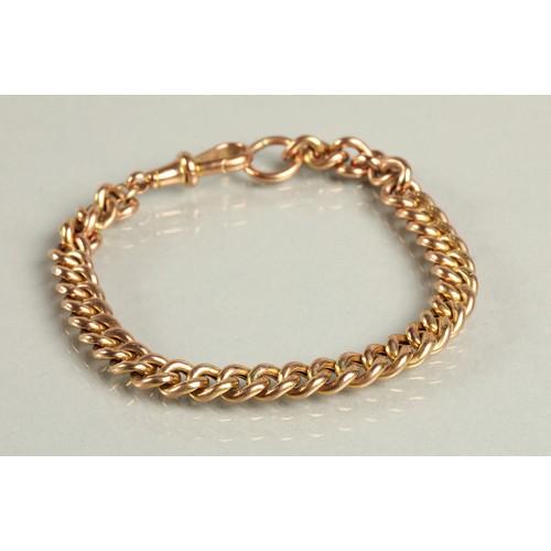 60 - 9ct rose gold curb link bracelet, 19cm long, 8.9g.