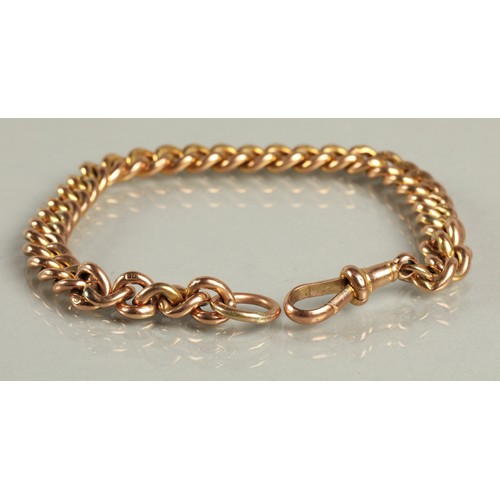 60 - 9ct rose gold curb link bracelet, 19cm long, 8.9g.