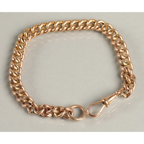 60 - 9ct rose gold curb link bracelet, 19cm long, 8.9g.