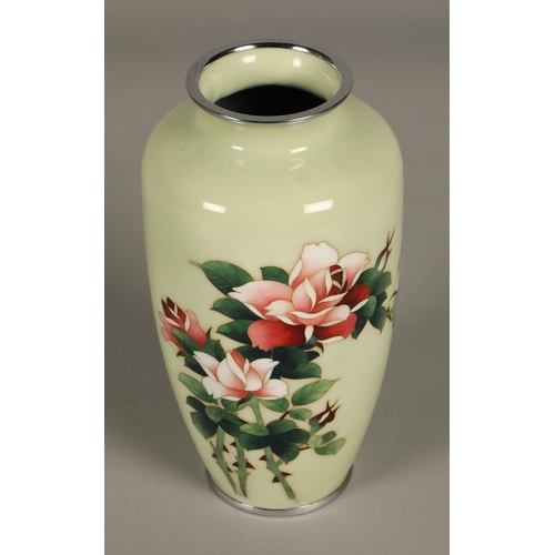 35 - Japanese early 20th century cloisonné enamel vase with the seal mark of Ando, 22cm high.