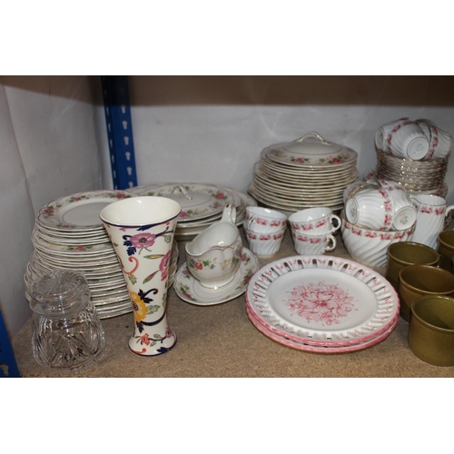 148 - Shelf of pottery porcelain including a Grindley dinner service, etc.