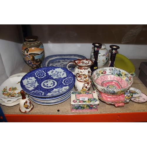 154 - Collection of various pottery to include Maling, blue and white, etc.