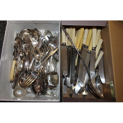 155 - Two boxes of silver plated flatware.