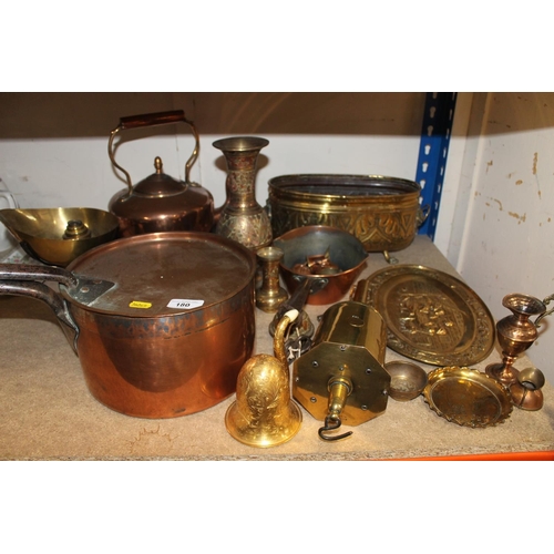 180 - Copper sauce pan and other items.