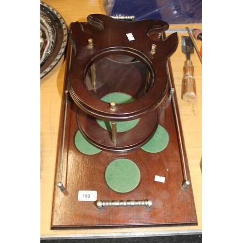 189 - Mahogany serving tray and a decanter holder.