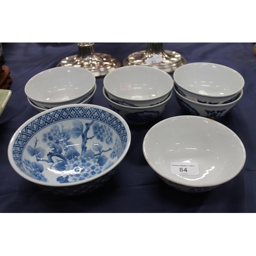 84 - Chinese blue and white rice bowls.