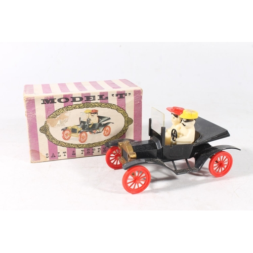 92 - Vintage plastic salt and pepper set in the form of a Model T Ford, in original box.