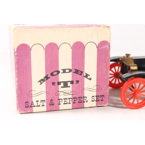 92 - Vintage plastic salt and pepper set in the form of a Model T Ford, in original box.