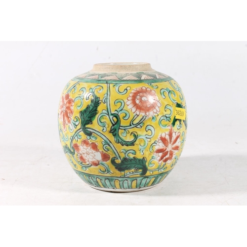 96 - Chinese ginger jar, missing lid, 12cm high.