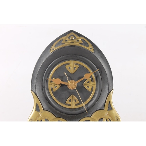 99A - Mantel clock with Celtic style knotwork decoration, 22cm high.