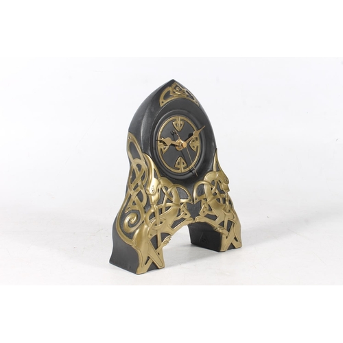 99A - Mantel clock with Celtic style knotwork decoration, 22cm high.