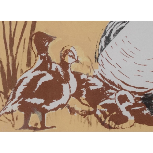 13 - Gill Glover (British, Contemporary)Goose and her GoslingsMonogrammed and dated '24, screenprint, 38c... 