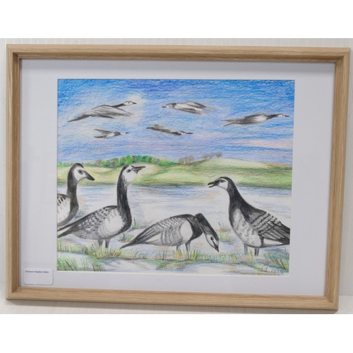 14 - Joanne Johnstone (British, Contemporary)Barnacle Geese on the SolwayMonogrammed and dated 2024, Poly... 