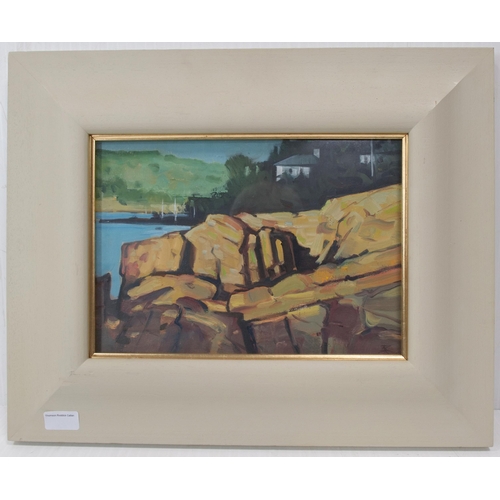 16 - Alexander R Robb (British, Contemporary)Rocks, KippfordOil, 53cm x 43cm.  ARR... 