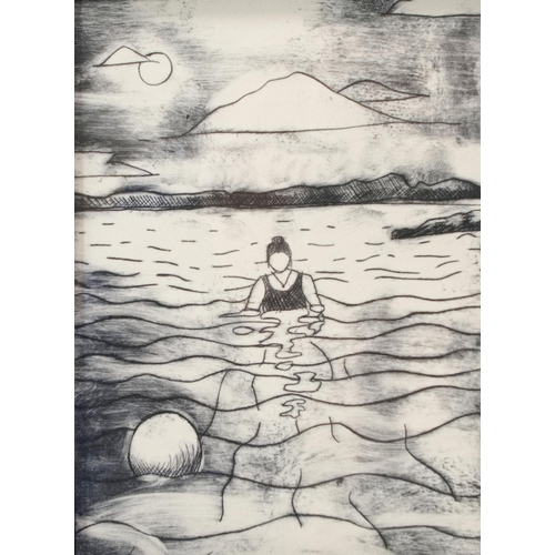 21 - Charlie Butler (British, Contemporary)An Ill-Advised Moonlit SwimSigned and dated '23Dry-point print... 