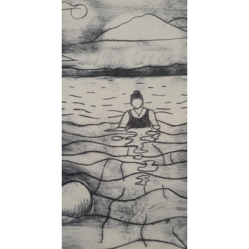 21 - Charlie Butler (British, Contemporary)An Ill-Advised Moonlit SwimSigned and dated '23Dry-point print... 