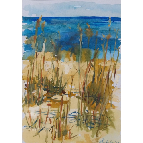 32 - Mary Carberry (British, Contemporary)Wild Grasses on the SolwaySigned and dated '24, watercolour, 38... 