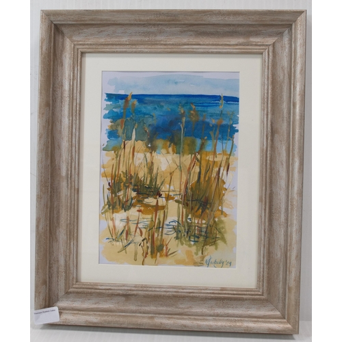 32 - Mary Carberry (British, Contemporary)Wild Grasses on the SolwaySigned and dated '24, watercolour, 38... 