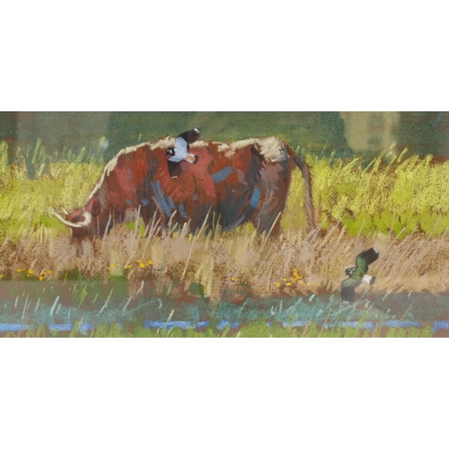 5 - John Threlfall (British, Contemporary)Caerlaverock LonghornSigned, pastel, 57cm x 38cm, with note of... 