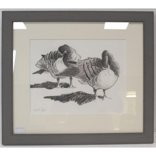 7 - John Threlfall (British, Contemporary)Preening BarniesSigned, charcoal, 27cm x 35cm.  ARR... 