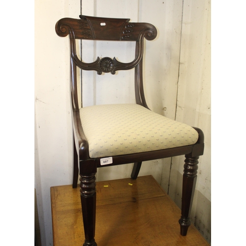 687 - Late Victorian mahogany dining chair.