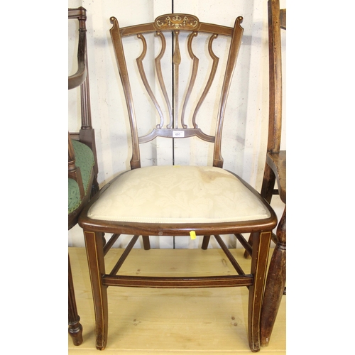 691 - Edwardian Sheraton style inlaid dining chair.