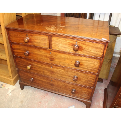 696 - Late 19th century mahogany chest of two short over three long drawers, 106cm high.