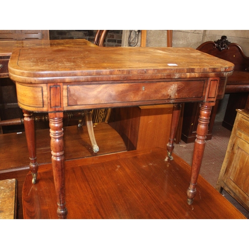 701 - Mahogany fold top card table.