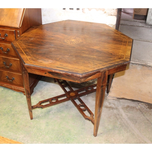 775 - Early 20th century inlaid rosewood occasional table, 69cm high.