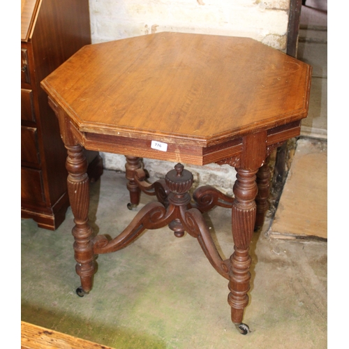 776 - Early 20th century hexagonal top occasional table, 71cm high.