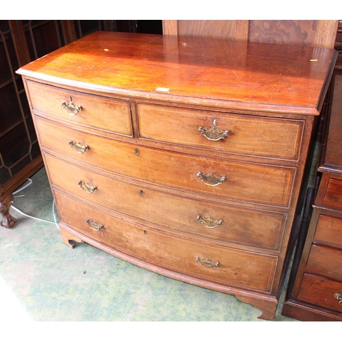 795 - Bow fronted chest of two short over three long drawers, 94cm high.