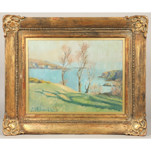 381 - Edith Somerville (Irish 1858-1949)'Mouth of Castlehaven Harbour'Framed oil on board, signed30cm x 40... 