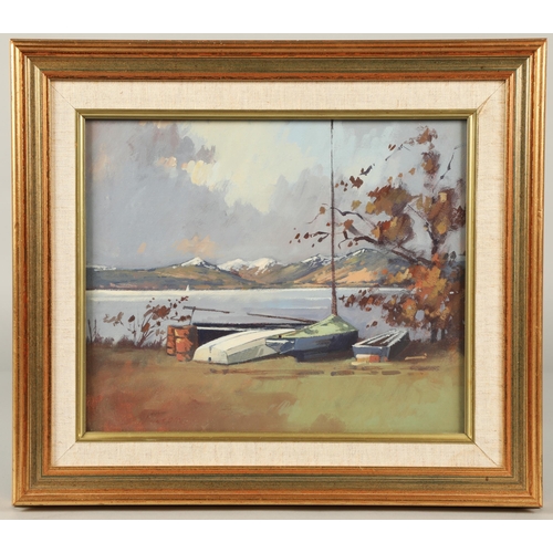 479 - James Orr (Scottish1931-2019)'Winter Lay Up-Loch Lomond'Framed oil on board, signed24cm x 29cm ARREx... 