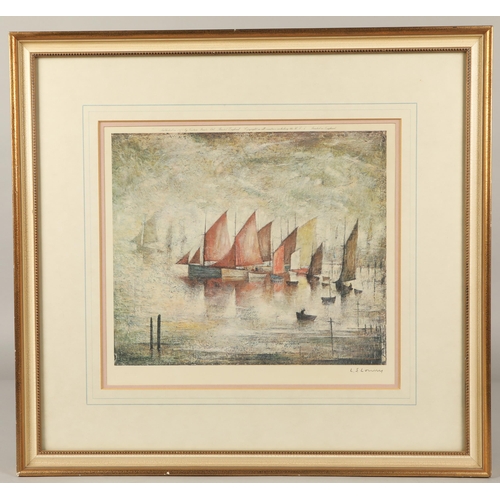 392 - Laurence Stephen Lowry R.A. (British1887-1976)'Sailing Boats'Framed offset lithograph in colours,197... 