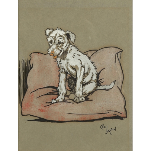 452 - Cecil Aldin (British 1870-1935)'Dog with ball, Dog sitting on cushion'Two framed mixed mediasigned, ... 