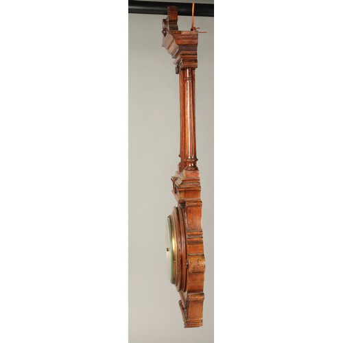 179 - Carved oak barometer, 100cm long.