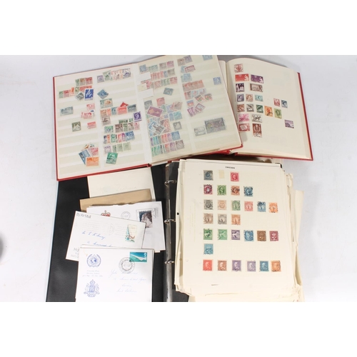 221 - Stamp collection held across an album, stockbook and ring binder folder, mostly 20th century used.