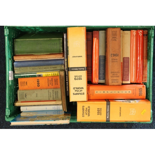 222 - Box of stamp reference books to include Stanley Gibbons Stamps of the World 1979 and 1981, Stamps an... 