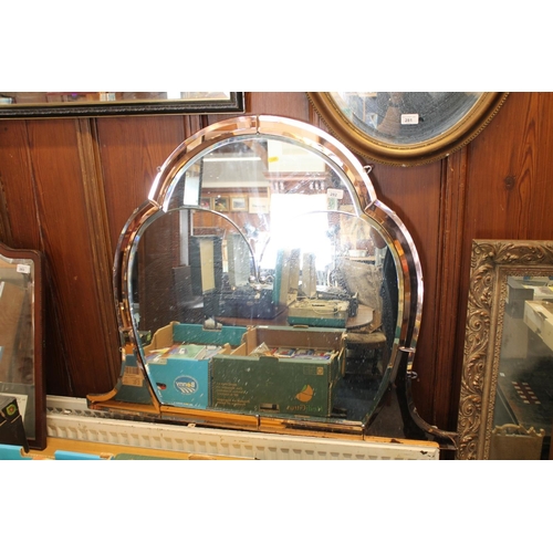 282 - Art Deco style over mantel mirror, H83cm.