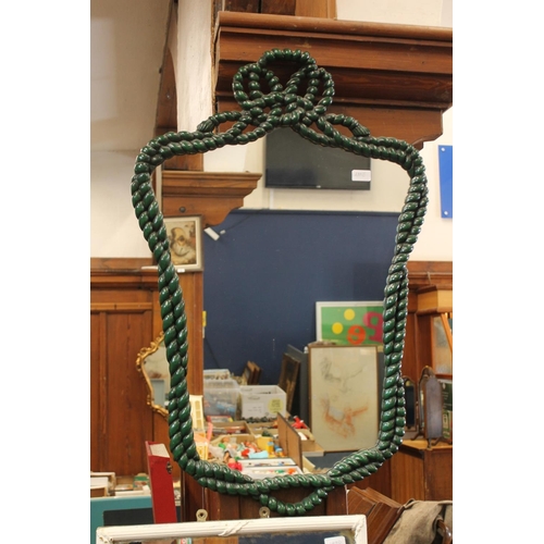 289E - Rope twist framed wall mirror, H90cm.