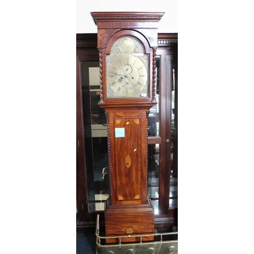 807 - Early 19th century mahogany long case clock, the brass dial with makers name for John Watt Irvine.