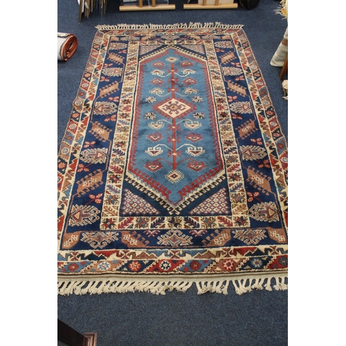 815 - Turkish Doshmealti multi bordered fringed rug, 250cm long