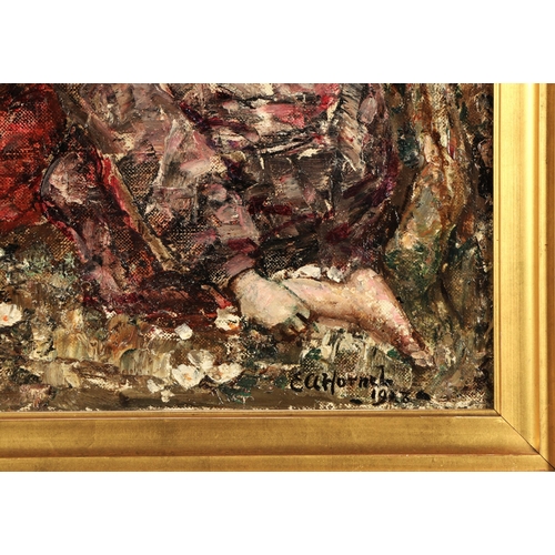 396 - Edward Atkinson Hornel (Scottish 1864-1933) 'A White Butterfly'Gilt framed oil on canvassigned, date... 