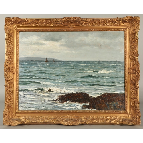 398 - Joseph Henderson  RSW(Scottish 1832-1908)'Ayrshire Seascape'Gilt framed oil on canvas45cm x 60cm... 