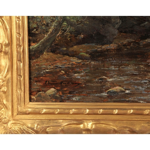 404 - Joseph Morris Henderson RSA (Scottish 1864-1936)'A Woodland Stream'Gilt framed oil on canvas, signed... 