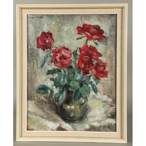 407 - Lena Robb (Scottish 1891-1980)ARR'Still Life Red Roses'Framed oil on board, signed 57cm 42cm... 