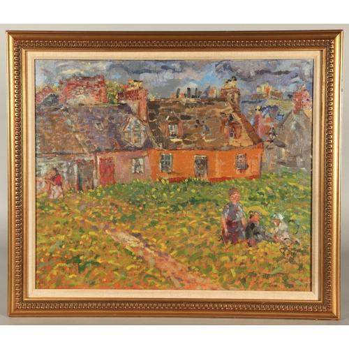 416 - William D Clyne (Scottish 1922-1981)'Scottish Cottages'Framed oil on canvas, signed50cm x 60cm ARR... 