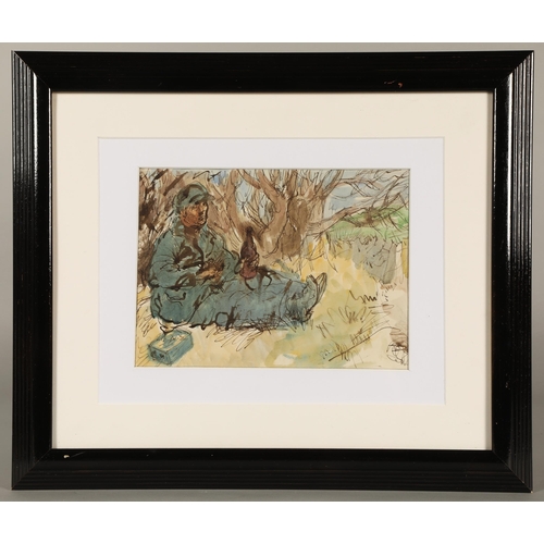 419 - William D Clyne (Scottish 1922-1981)'I Quines, II Mid-day Break'Two framed watercoloursI 31cm x 21cm... 